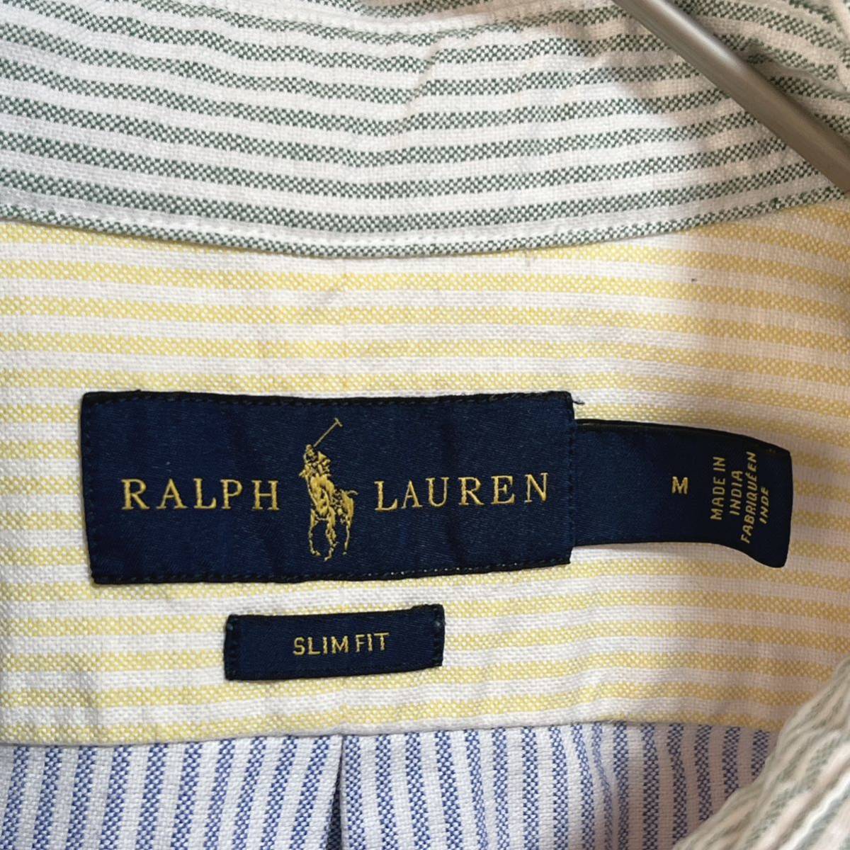 Ralph Lauren ラルフローレン　ボタンダウン 半袖シャツ ストライプ　クレイジーパターン　ポニーロゴ刺繍　サイズM_画像4