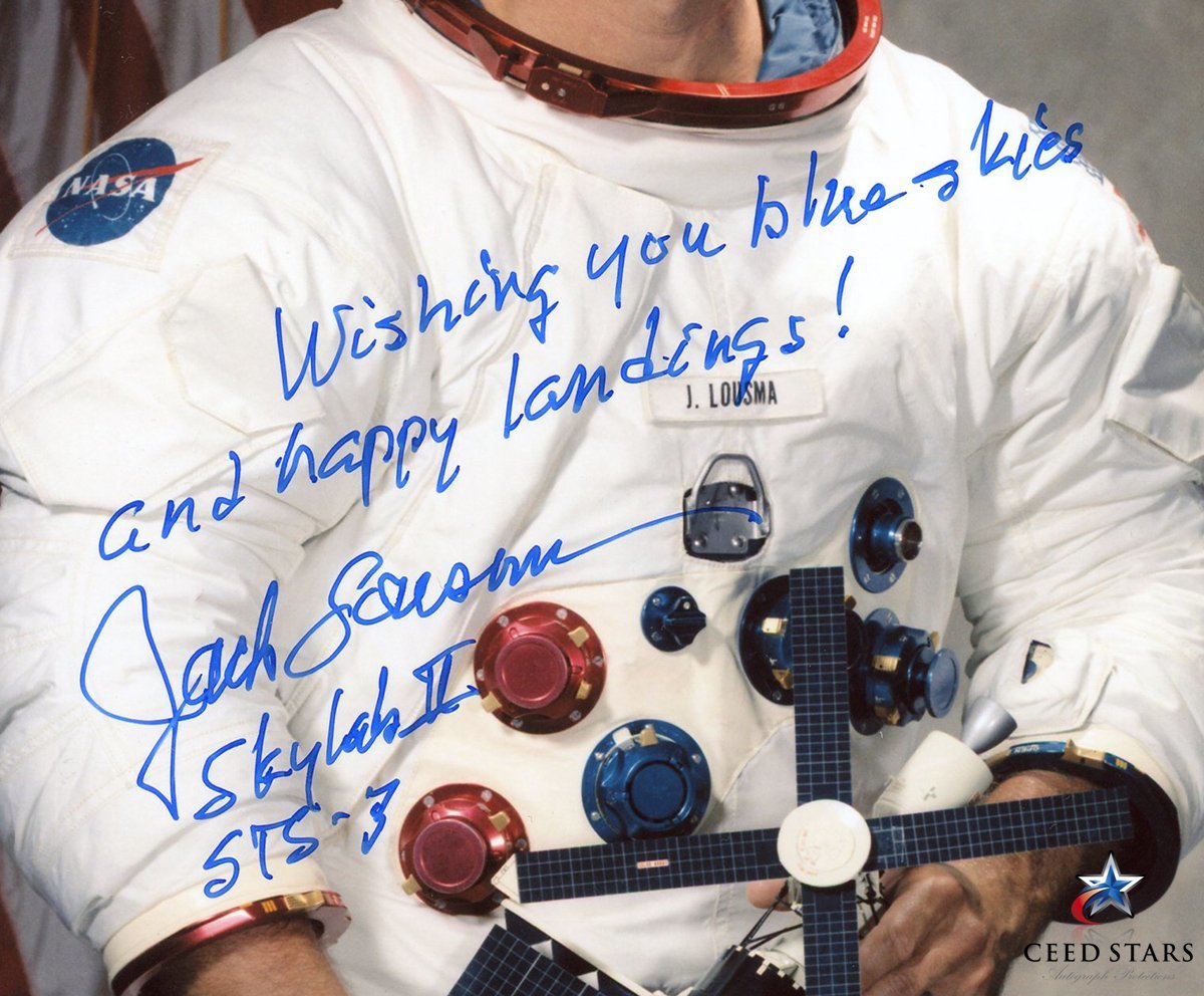 【CS】スペースシャトル STS-3 船長 ジャック・ルーズマ 直筆 サイン ＋インスク入り 8×10 ポスター ベケット社鑑定証明付き UVケース入りの画像2