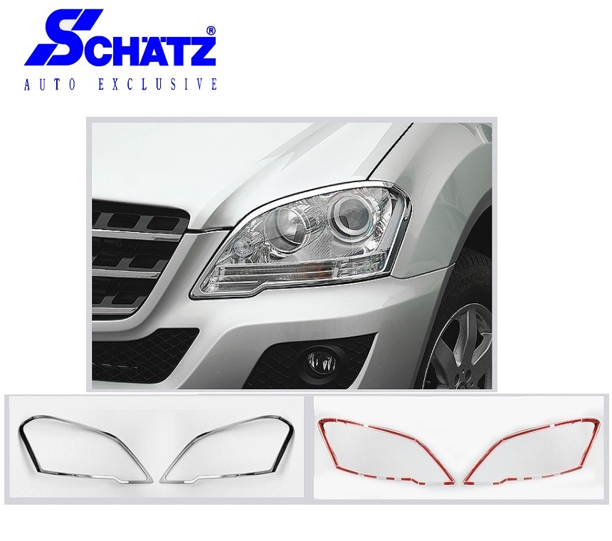 【SCHATZ】 シェッツ Mercedes-Benz MLクラス W164 ヘッドライトフレーム (クローム) 2008y - 2012y ヘッドライト リング フレーム 1643020_画像1