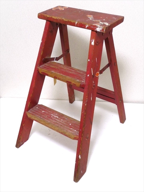  Vintage из дерева лестница стремянка красный автомобиль Be Schic 3 уровень подножка DIY работа . леса складной лестница дисплей America мебель гараж .