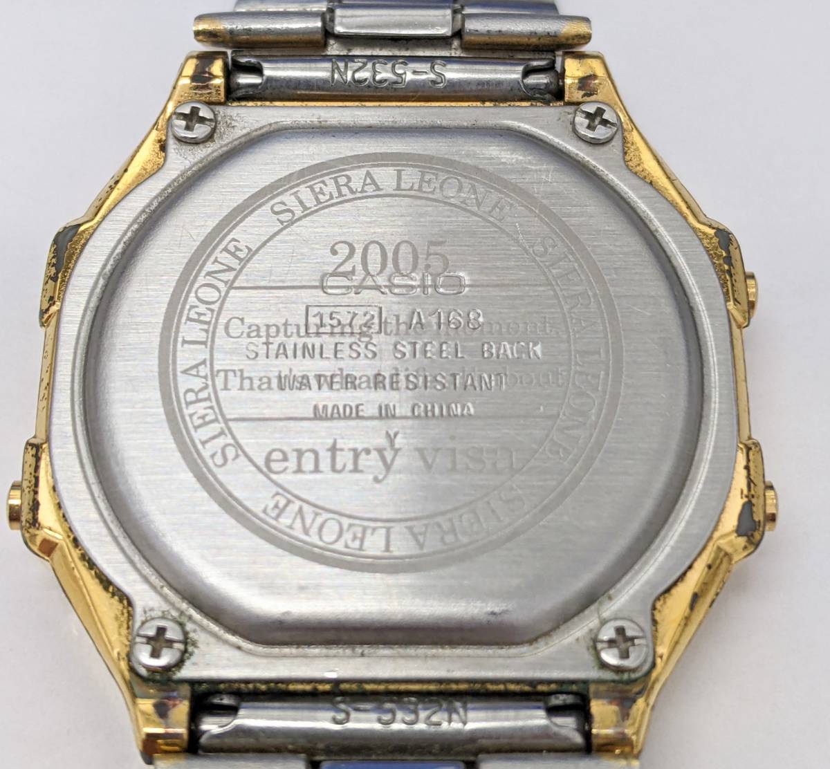 【553】CASIO　カシオ　デジタル　腕時計　1572　A168　SIERA　LEONE　ゴールド　SS　クオーツ_画像8