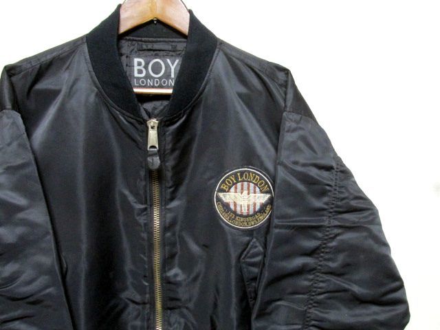 ★レア★90's BOY LONDON ボーイロンドン MA-1 フライトジャケット M★ブラック 黒 両面ワッペン ボンバージャケット ミリタリー 英国_画像4