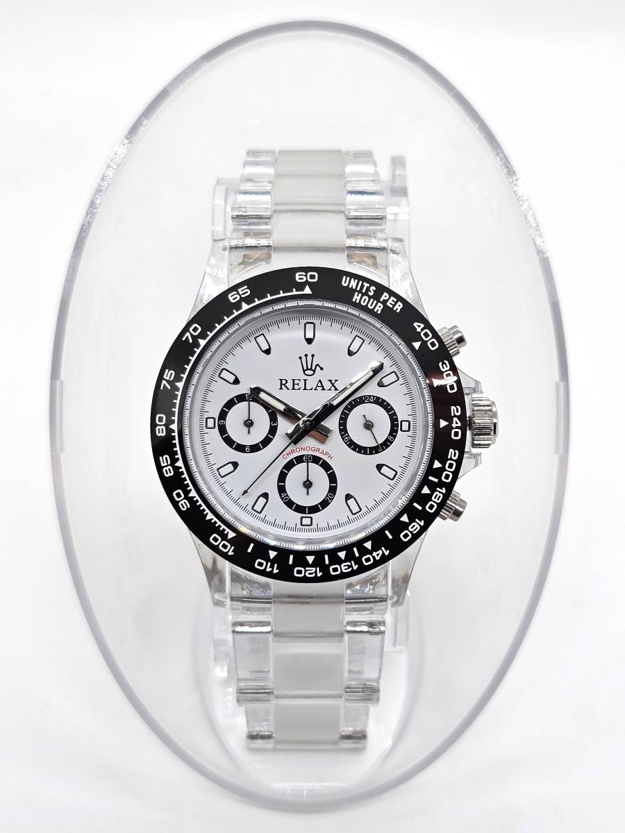 【1円UP】リラックス 王冠ロゴ D7 腕時計 クロノ 爆発的な人気のあるモデルの一つ御時計 白文字盤 所ジョージ_画像2