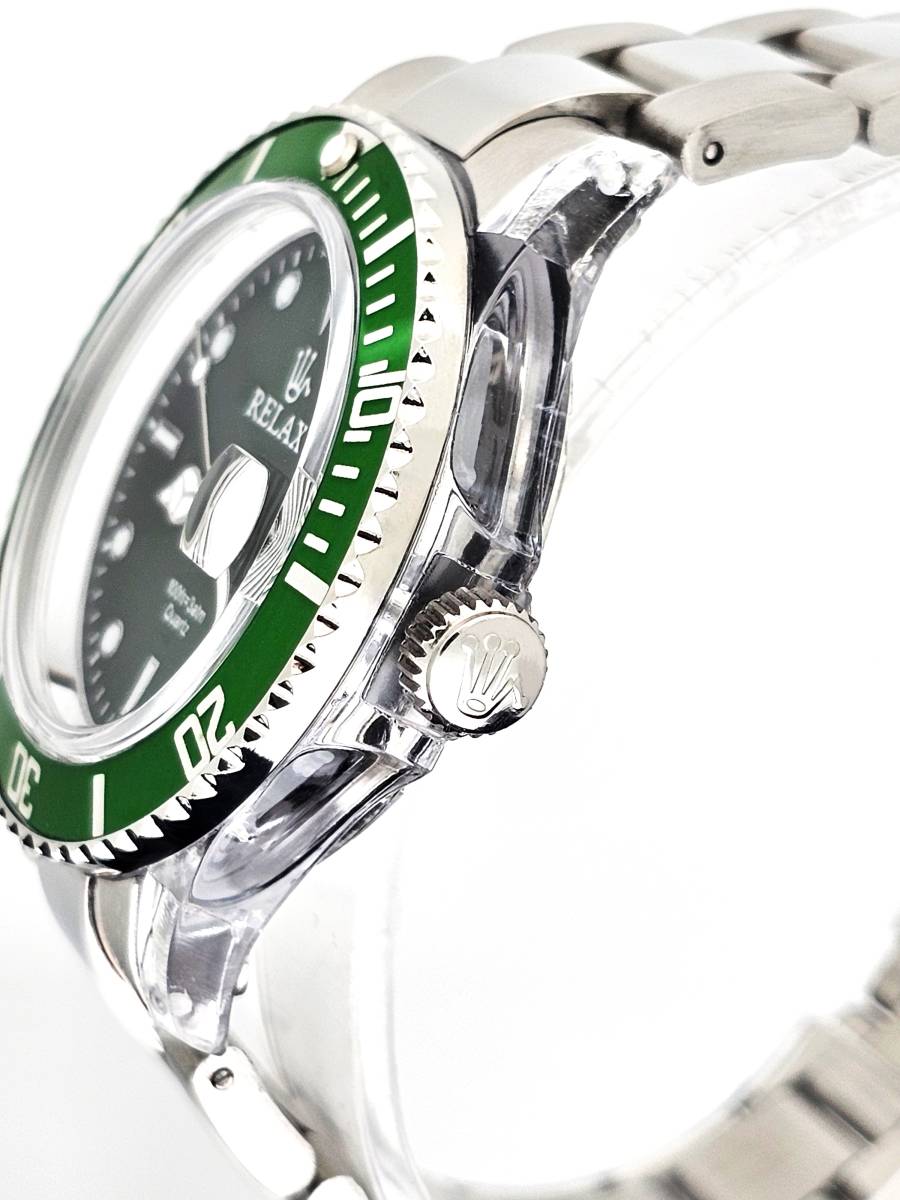 【本日特価】リラックス 王冠ロゴ SUB16-S カスタム腕時計 ダイバー 緑サブ グリーン文字盤 24H回転ベゼル 世田谷ベース サブマリーナー_画像5