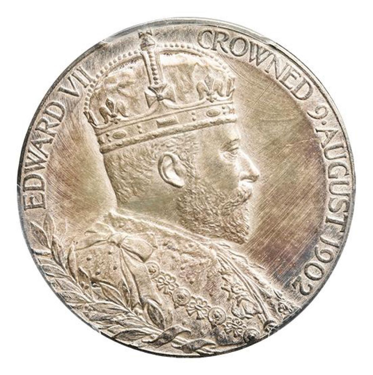 イギリス エドワード7世 銀製メダル 1902 戴冠記念 PCGS SP65