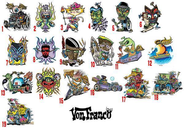 ★ヴォン フランコ ステッカー × 1枚 Von Franco tiki hot rod rat fink tattoo アメ車 vw mug_※1枚の価格です。