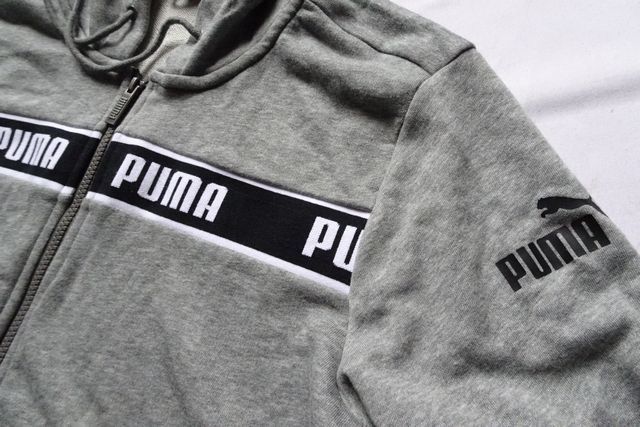 PUMA/プーマ/長袖パーカ/スウェット素材/前ジップアップ/胸ブランドネーム入りリブ切替/カジュアル/グレー杢/Mサイズ(1/18R6)_画像6