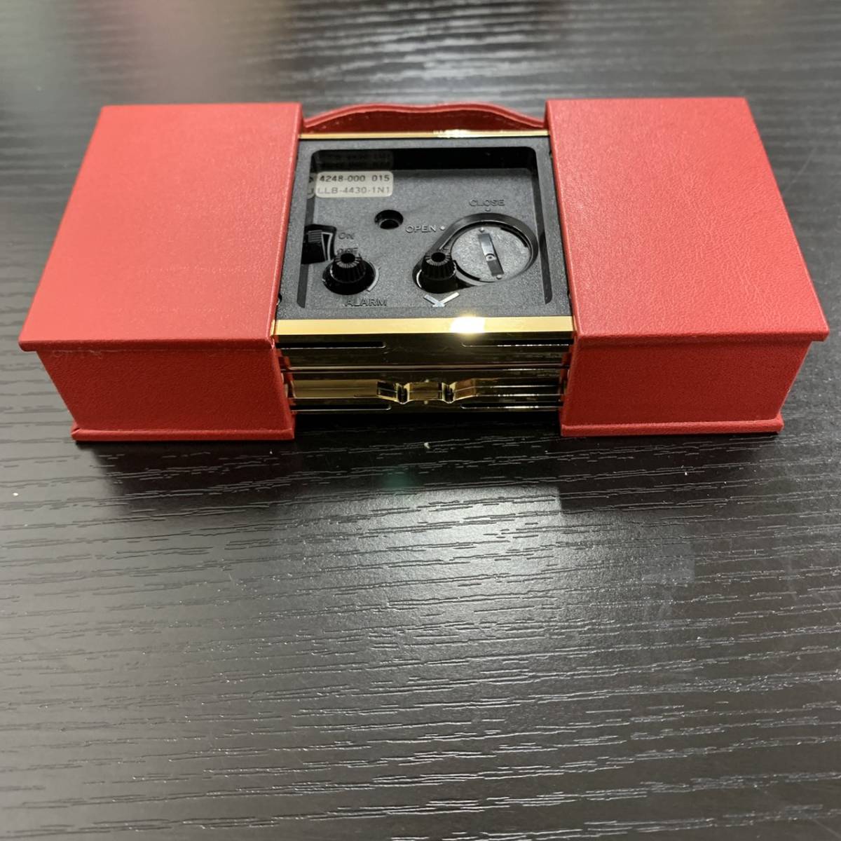 4993 LANCEL ランセル 小物 時計 ミニ時計 置時計 レディース ゴールドカラー 赤 RED レッド 箱付_画像4