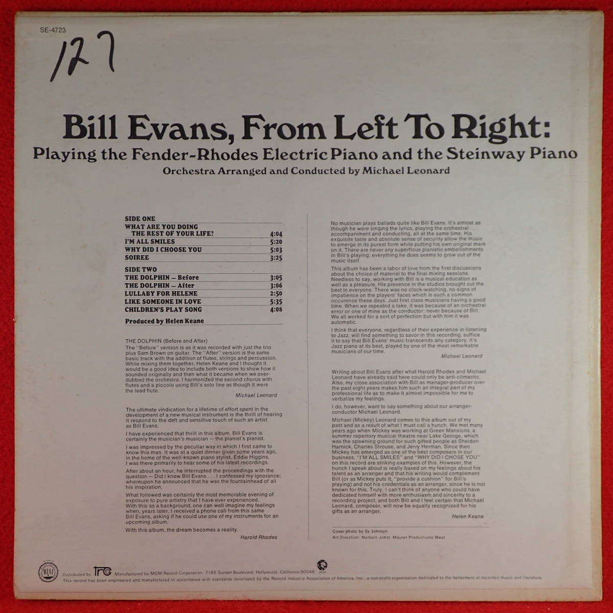 1円開始★神洗浄【超ギガレア★USオリジナル★MGM】★BILL EVANS / From Left To Right★Michael Leonard★新・幻の名盤読本掲載★最高音質_画像2