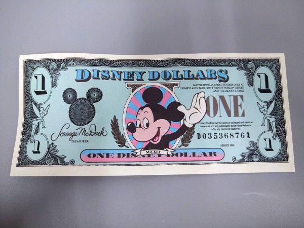 KJFI10　DISNEY DOLLARS ディズニー　1ドル　ドル札　ミッキー　紙幣　Mickey　おまとめ_画像4