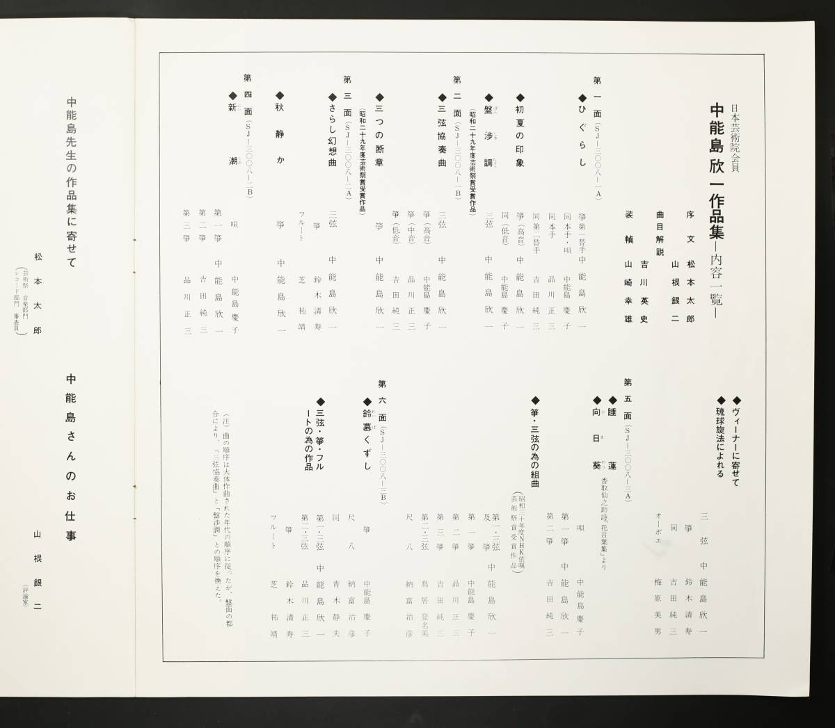 【日LP-BOX】中能島欣一/中能島欣一作品集(並良品,1964,芝祐靖,3枚組,人間国宝,箏,尺八,青木静夫)_画像4