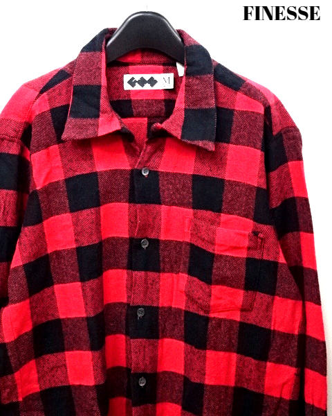  редкость M[FINESSE GOOD ENOUGH BLOCK CHECK SHIRT REDfines Good Enough блок проверка фланель рубашка в клетку первый период Fujiwara hirosi]