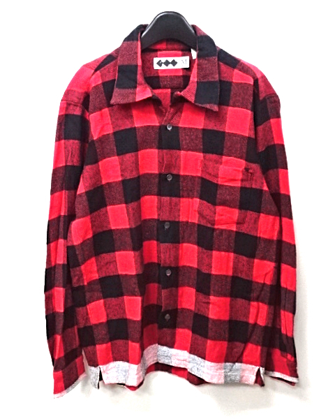 レア M【FINESSE GOOD ENOUGH BLOCK CHECK SHIRT RED フィネス グッドイナフ ブロックチェック ネルシャツ チェック柄 初期 藤原ヒロシ】_画像2