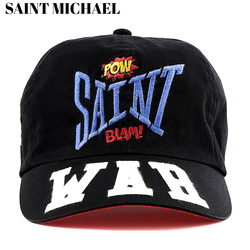 新品【SAINT MICHAEL CAP WAR BLACK SM-A21-0000-043 SMC21AWH2 SAINT Mxxxxxx セントマイケル キャップ 帽子 ブラック セント マイケル】