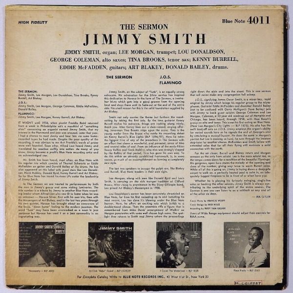 ★Jimmy Smith★The Sermon! US-BLUE NOTE BLP 4011 RVG刻印 耳 (mono) 廃盤LP !!!_画像2