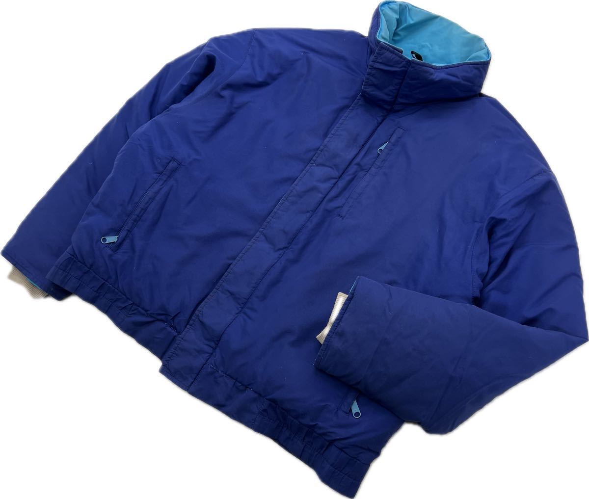 おすすめネット キャンプ アウトドア 登山 L ブルー ダウンジャケット ボリューム◎ USA製 L.L.Bean ☆ 80s アメカジ ■S2826 エルエルビーン 古着 人気 男性用