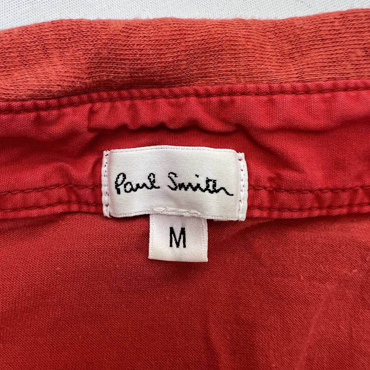 Paul Smith ☆ 前リネン 後コットン 半袖 デザイン ポロシャツ 風合い レッド M 春夏 おしゃれ モード カジュアル ポールスミス■S2888_画像5