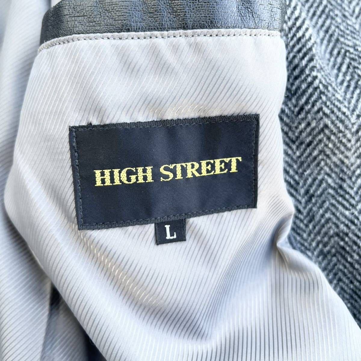 HIGH STREET【人気のヘリンボーン】ハイストリート チェスターコート ベルテッド ベルト ダブル Ｌ_画像8
