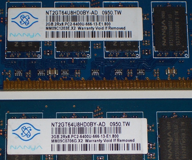 ★NANYA製 PC2-6400 (DDR2-800) 4GB（2GB×2枚）完動品 即決！★送料120円！ _画像2