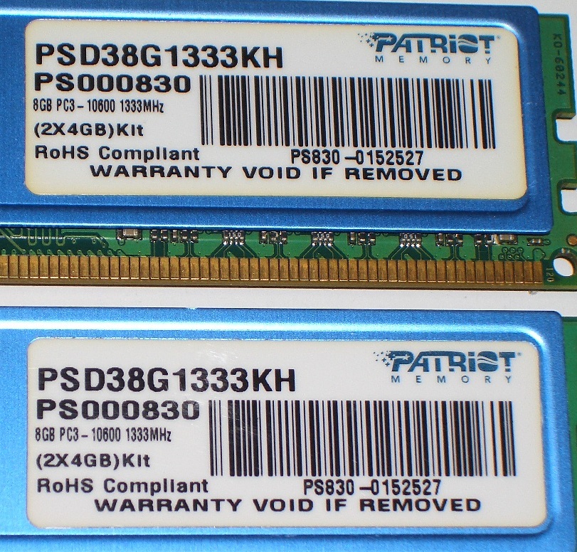 ◆ヒートスプレッダー搭載 PC3-10600 (DDR3-1333) 8GB（4GB×2枚）完動品 即決！★送料140円！_画像2