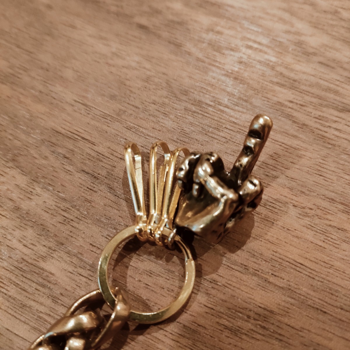 Brass Fuck keychain needlework латунный цепочка для ключей кольцо для ключей Gold 15cm Biker American Casual Harley цепочка для бумажника 