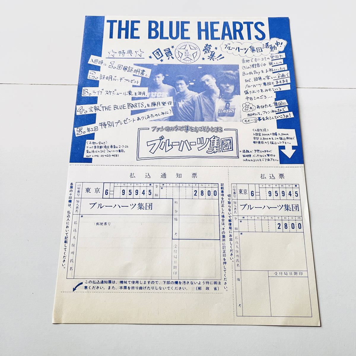 貴重オリジナル盤 FC募集用紙 レコード〔 ザ・ブルーハーツ Young And Pretty 〕メルダック MEL-30 The Blue Hearts_画像2