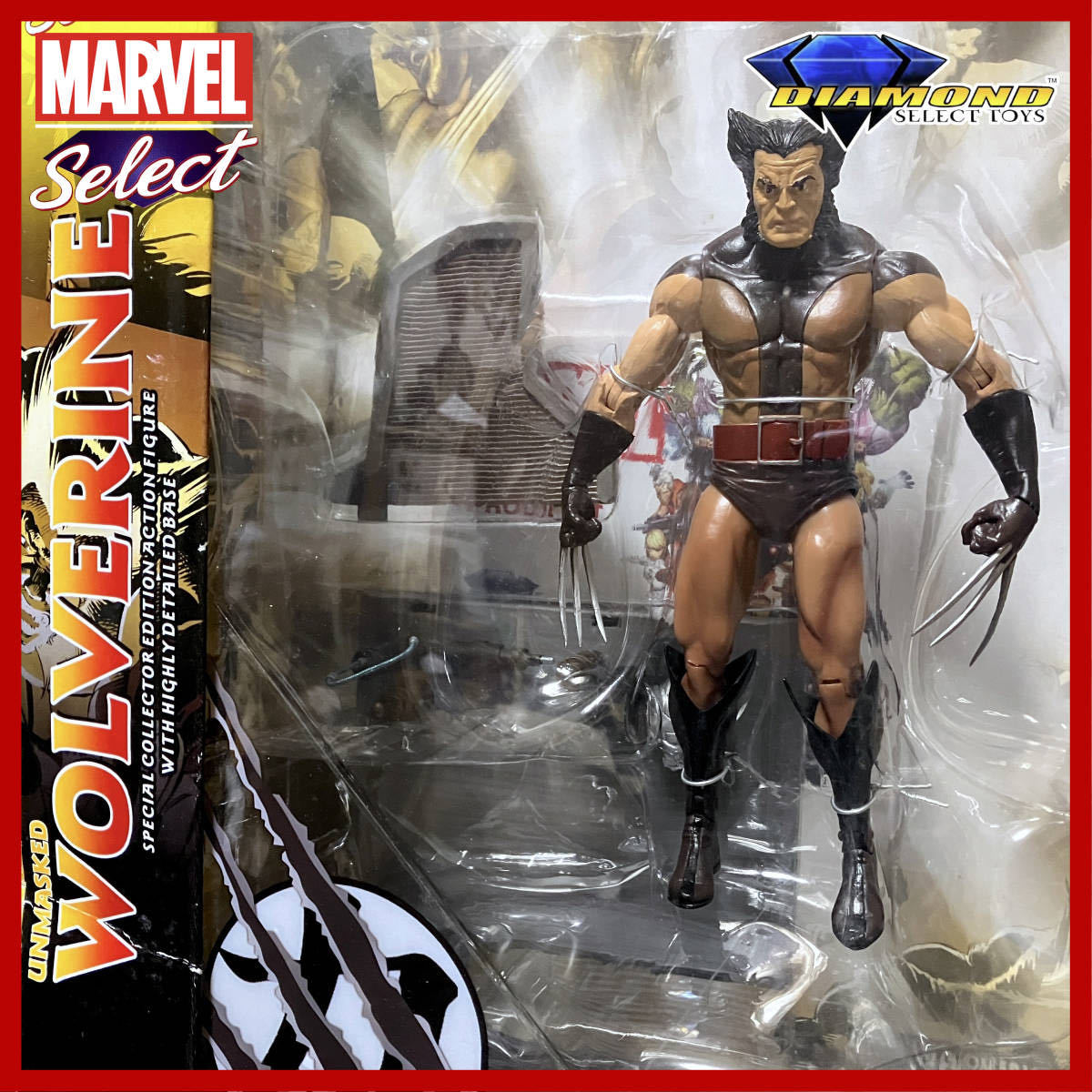 【未使用品!!】Marvel Select X-MEN『BROWN UNMASKED WOLVERINE／茶 ウルヴァリン ローガン』アクション フィギュア／ダイアモンドセレクト_画像2