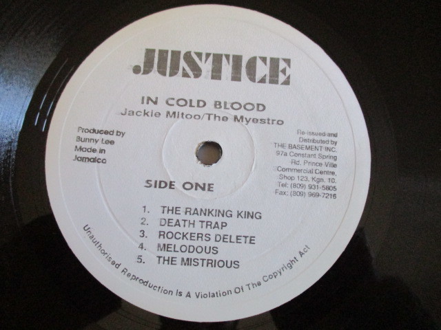 JACKIE MITTOO LP！IN COLD BLOOD, BUNNY LEE, 美品_画像3