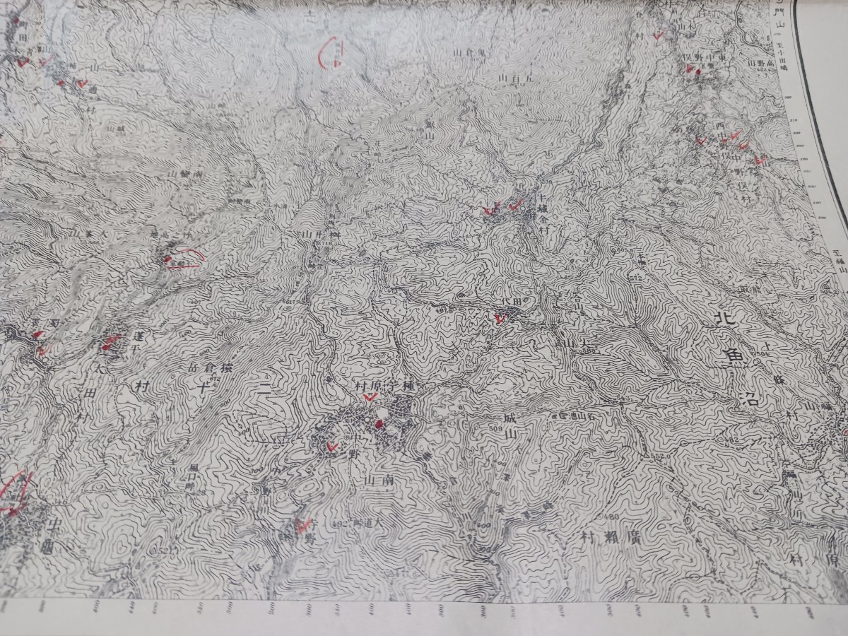 長岡　新潟県　古地図 　地形図　地図　資料　46×57cm（書き込み多し表裏）明治44年測量　昭和2年印刷　発行　B2401_画像5