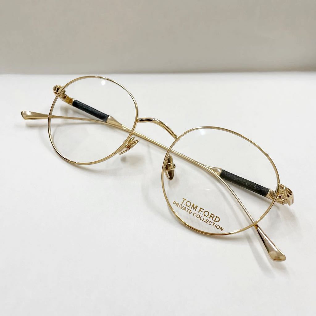 TOMFORD TF5717-P 028 49サイズ チタン　ゴールドカラー　ラウンドめがね　メンズ　レディース　美品_画像3