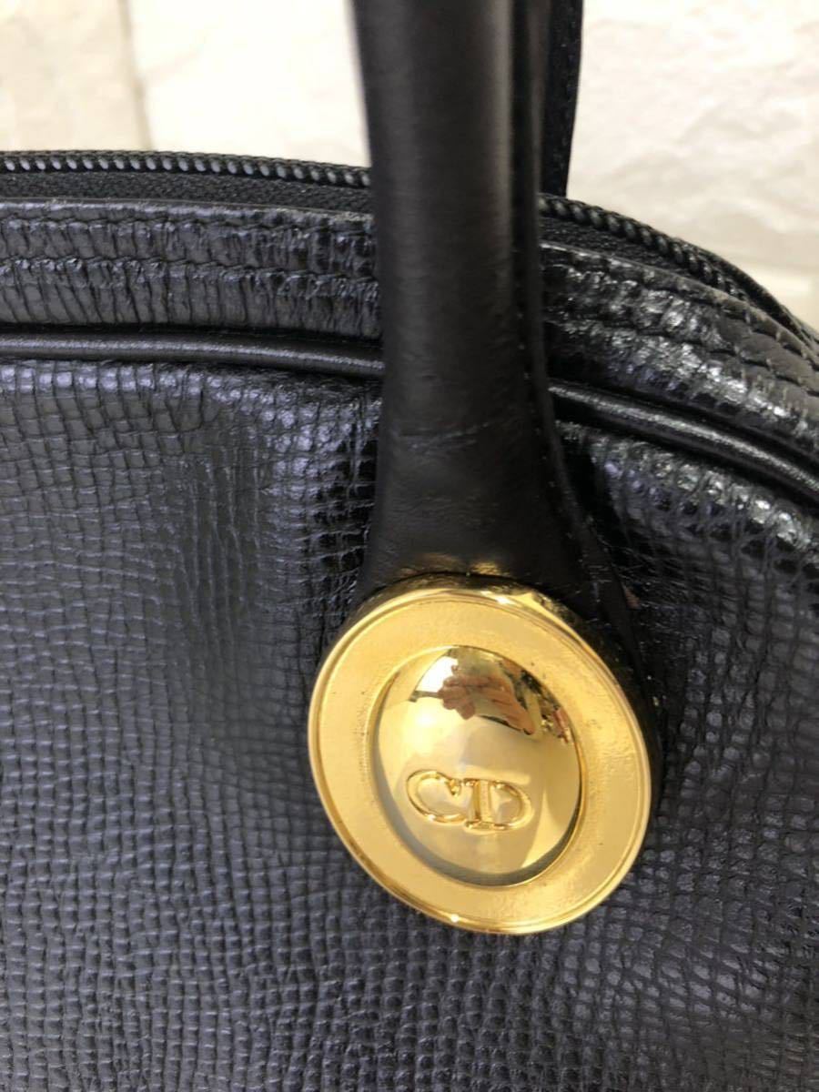 Christian Dior ハンドバッグ クリスチャンディオール CD レディース バッグ 鞄 カバン レザー ブラック 小型 オーバルロゴ ゴールド金具_画像6