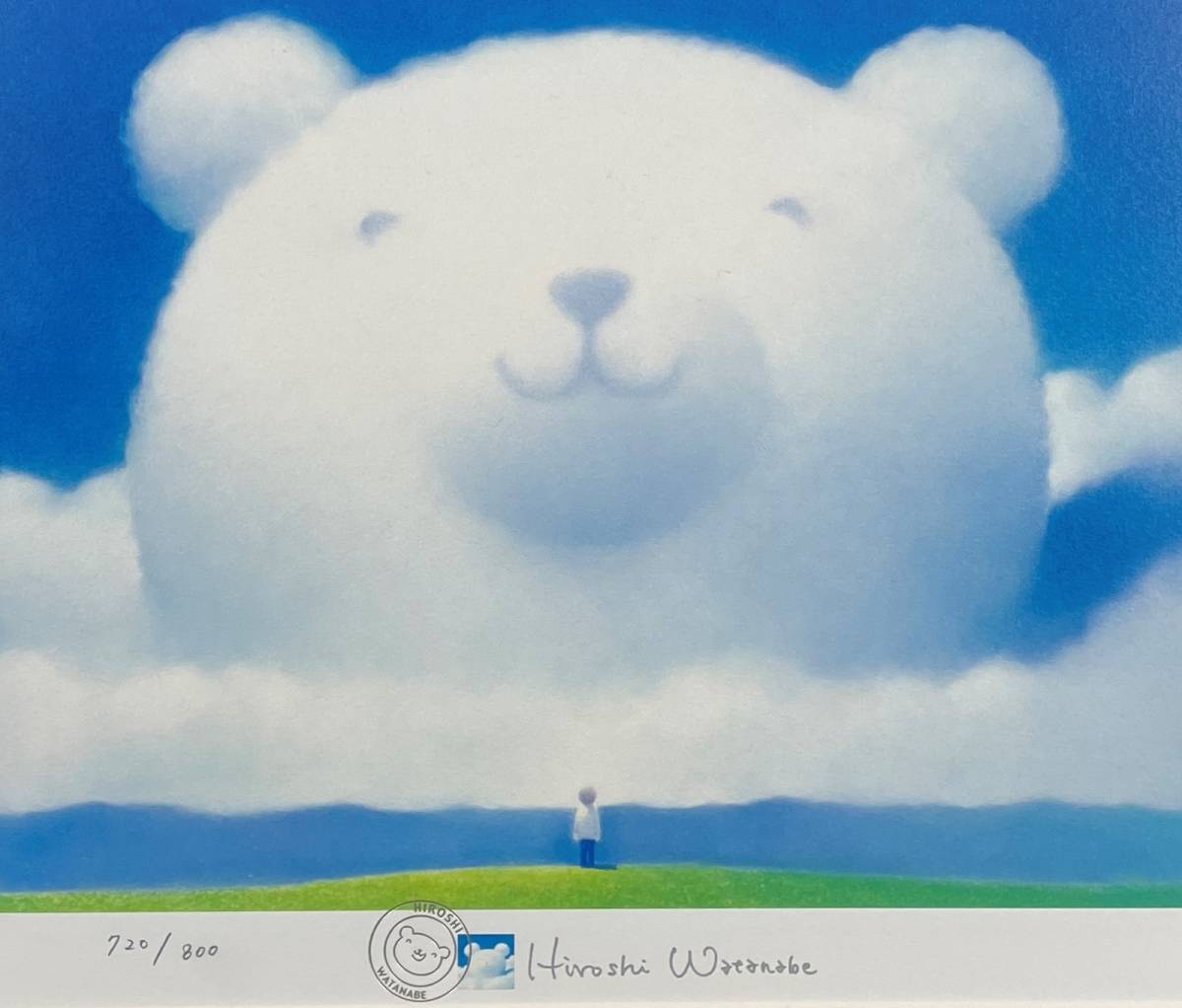 【真作】渡辺　宏 作品名 「大きいな白クマの友達」 　版画　ダイヤモンドスクリーン　720/800【110503】_画像2