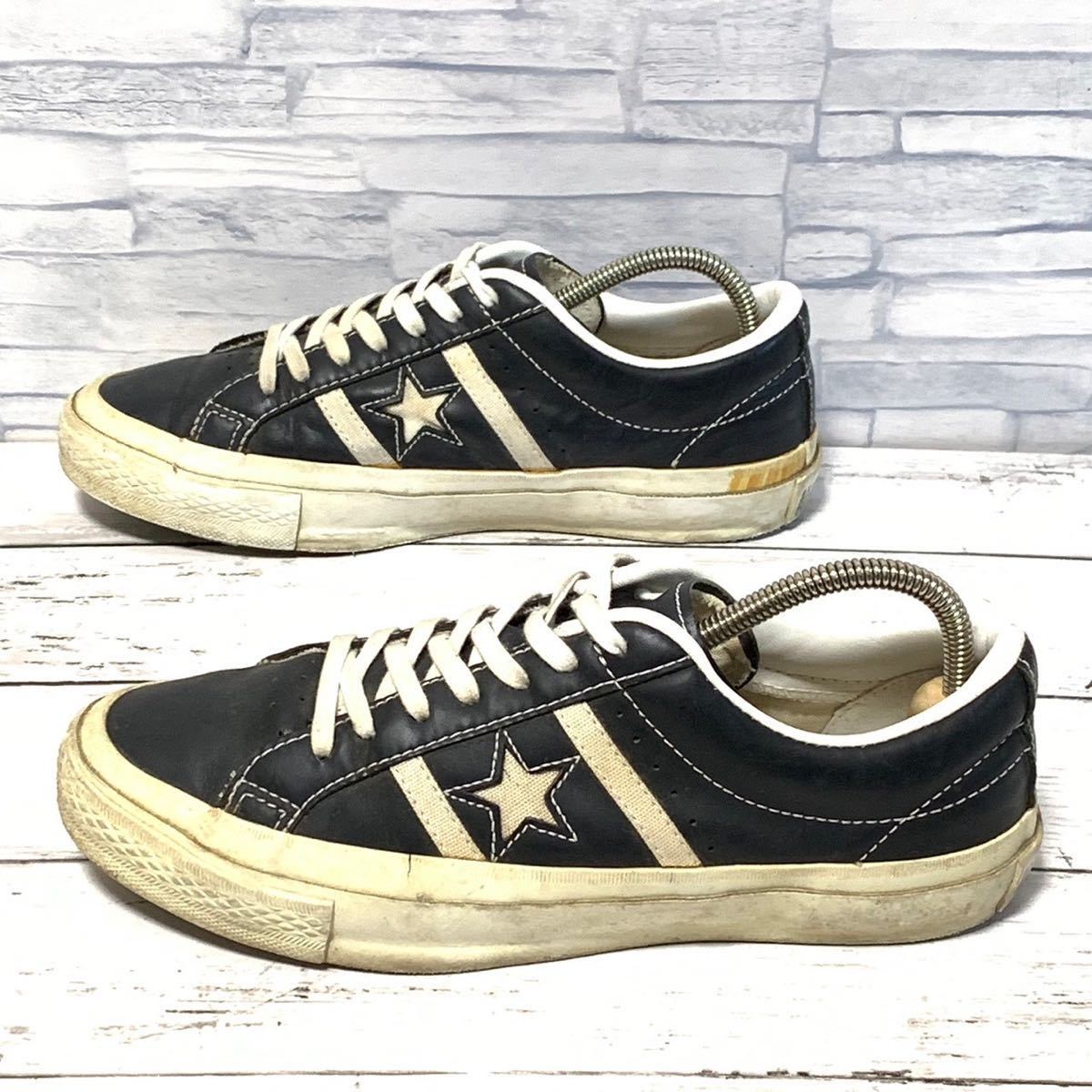 R5192bh【CONVERSE STAR & BARS コンバーススター&バーズ】23.5㎝ レザースニーカー ブラック レディース 靴 ALL STAR オールスター 1CK135_画像3