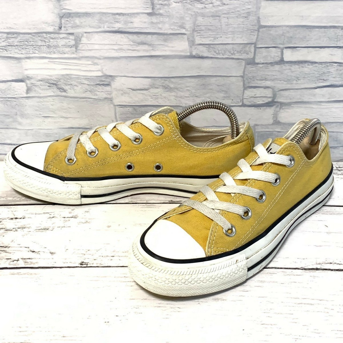 R5267bE CONVERSE コンバース スニーカー イエロー系 22.5cm レディース WASHED CANVAS OX ウォッシュドキャンバスオックス 1SC055_画像1