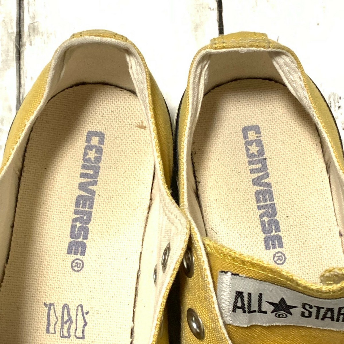 R5267bE CONVERSE コンバース スニーカー イエロー系 22.5cm レディース WASHED CANVAS OX ウォッシュドキャンバスオックス 1SC055_画像5