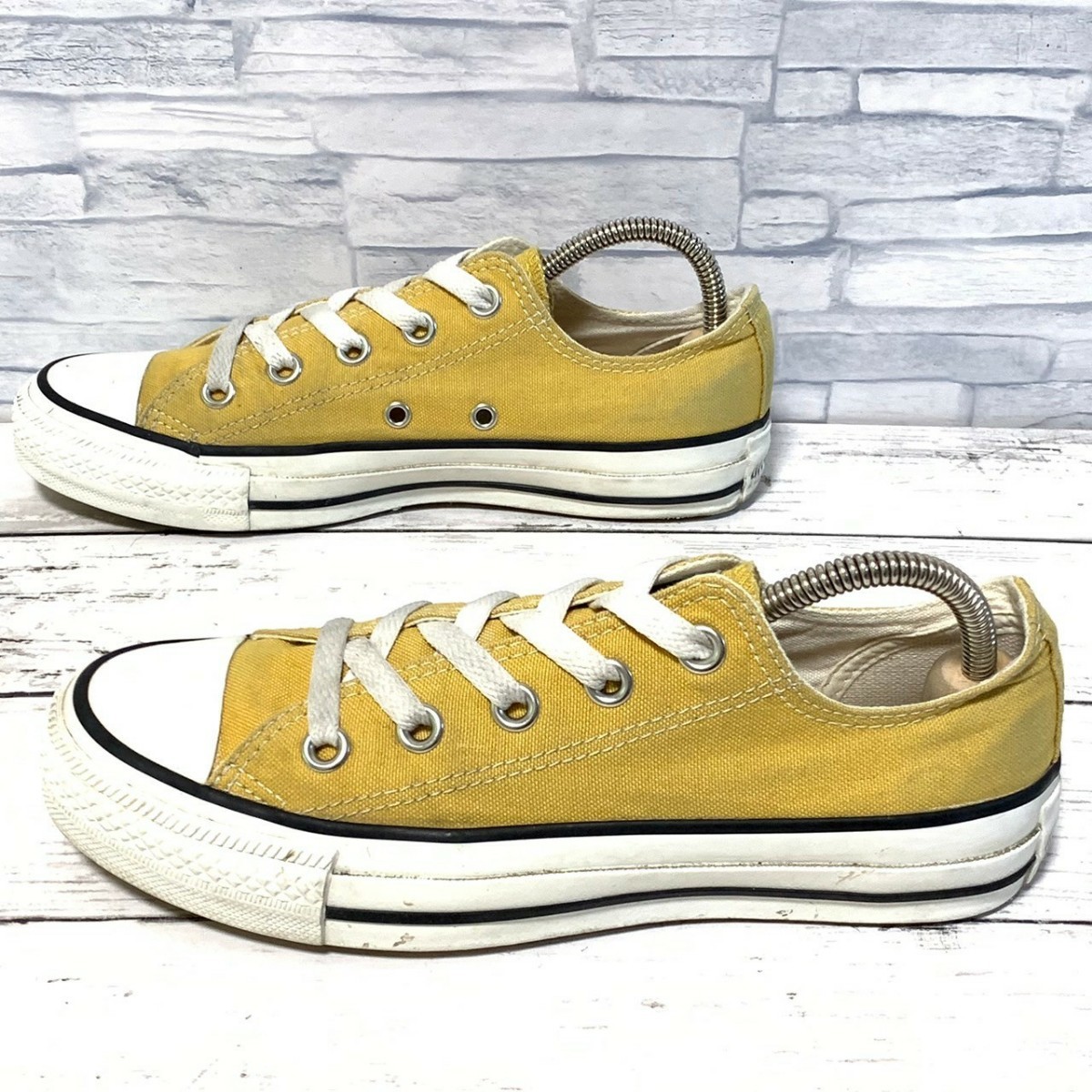 R5267bE CONVERSE コンバース スニーカー イエロー系 22.5cm レディース WASHED CANVAS OX ウォッシュドキャンバスオックス 1SC055_画像2