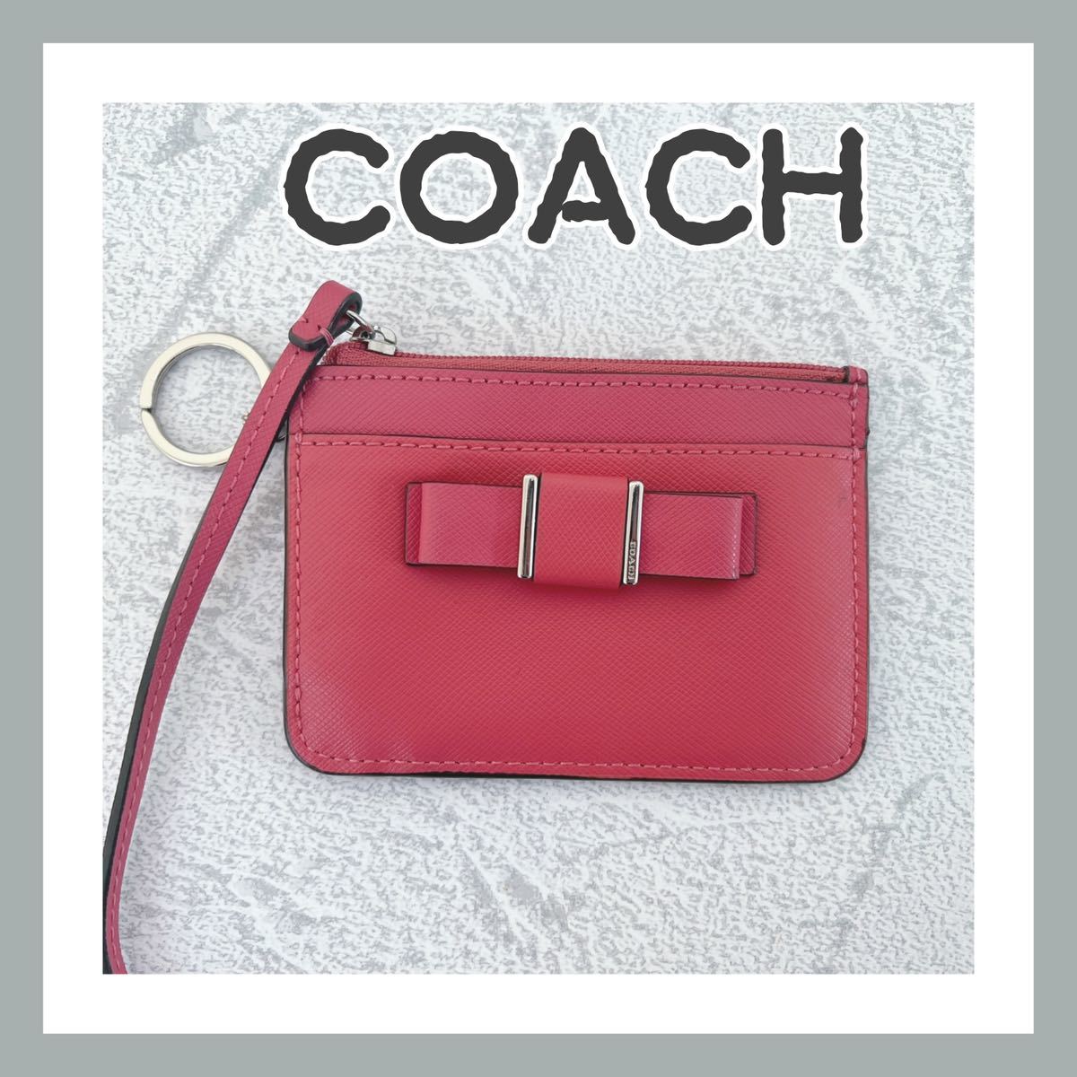 coach コーチ　カードケース　カード入れ　ピンク　パスケース　中古　美品_画像1