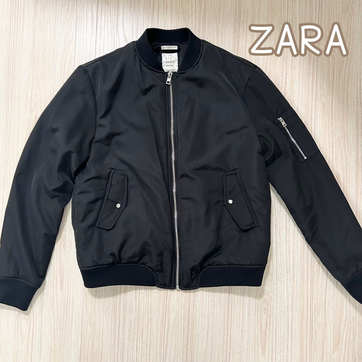 送料無料★ZARA trf ザラ MA-1 中綿ジャケット ブルゾン レディース M ブラック_画像1