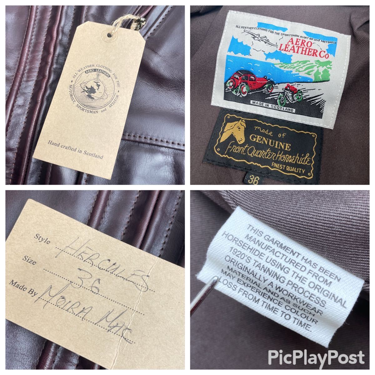  unused goods * tag attaching!*AERO LEATHER aero leather * Scotland made Hercules Horse Hyde leather jacket men's size 36 horse leather 