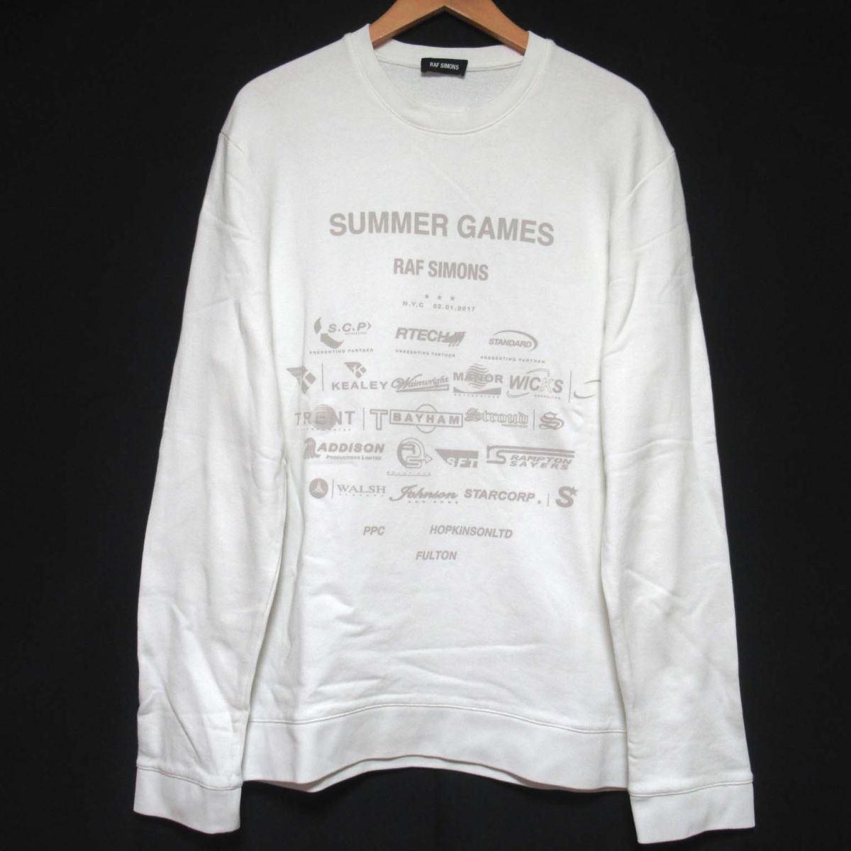 クリーニング済 美品 17-18AW RAF SIMONS ラフシモンズ SUMMER GAMES OVERSIZED SWEATER オーバーサイズ スウェットシャツ L ホワイト_画像1