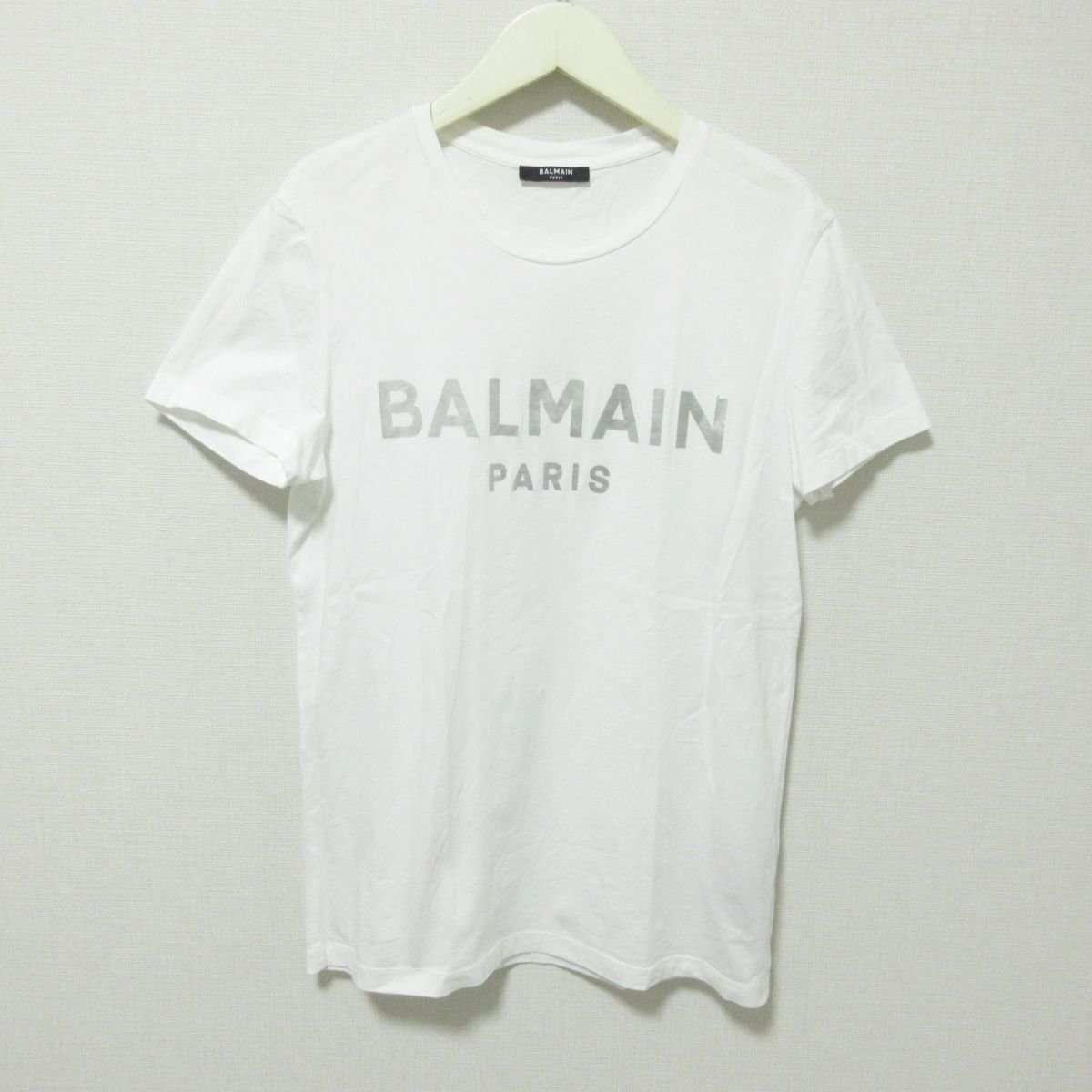 美品 21AW BALMAIN バルマン 半袖 ロゴプリント Tシャツ カットソー XS ホワイト 102