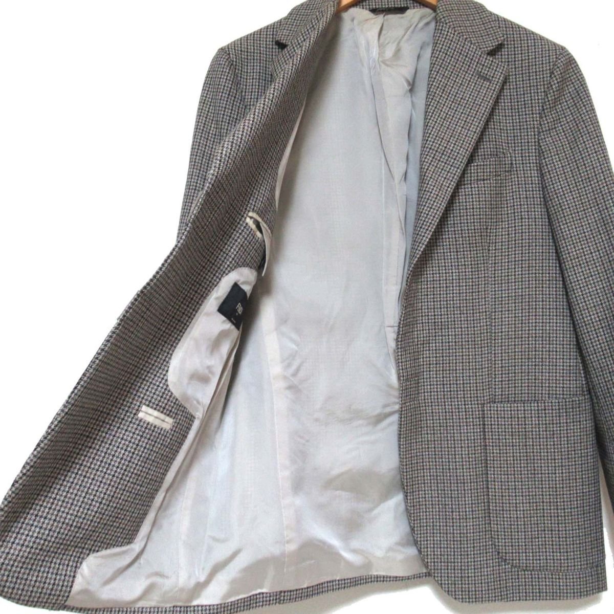  beautiful goods FENDI Fendi 2018 year of model check pattern velcro front ratio wing single tailored jacket 44 size gray series 