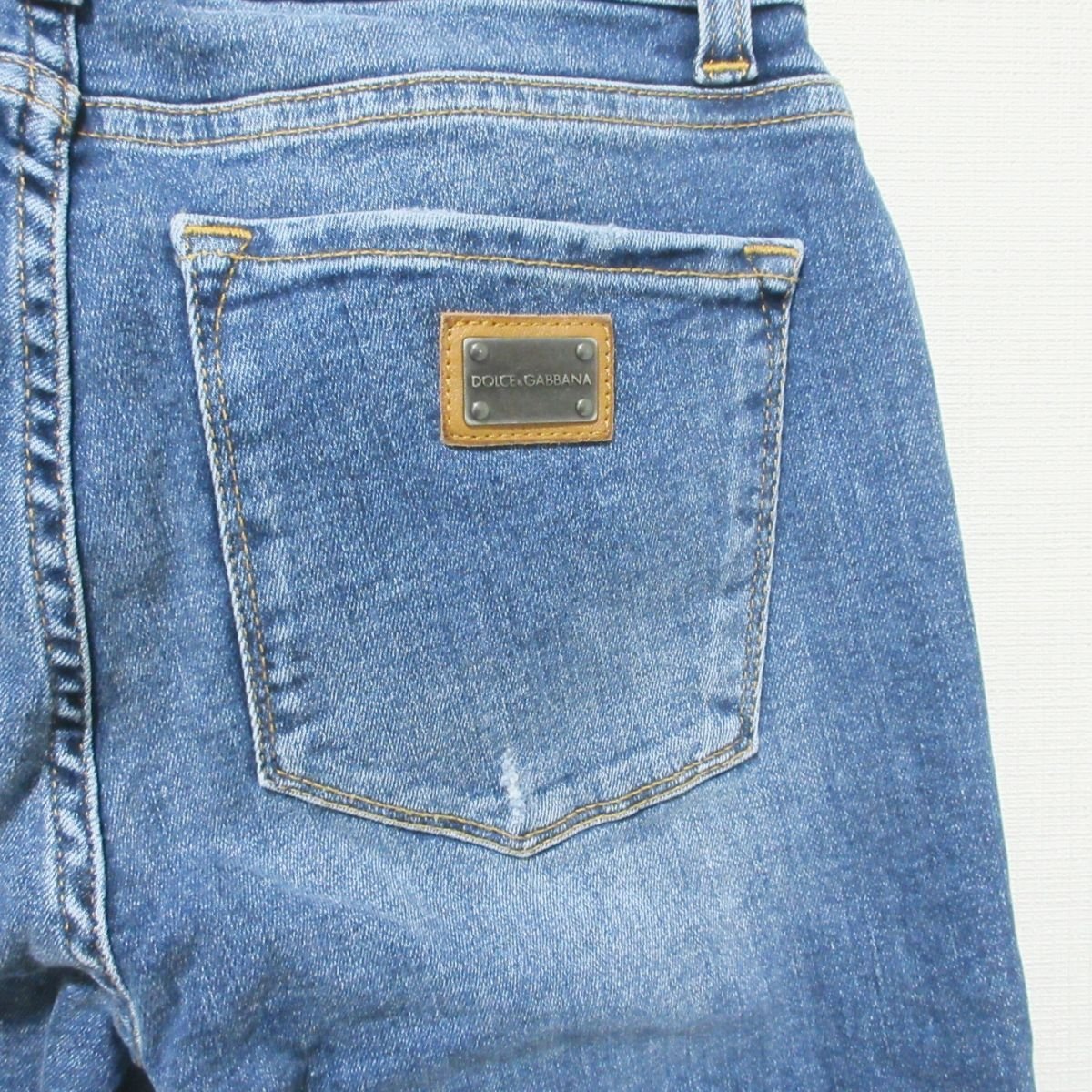  new goods unused DOLCE&GABBANA Dolce & Gabbana damage processing stretch Denim pants jeans 36 indigo blue 103