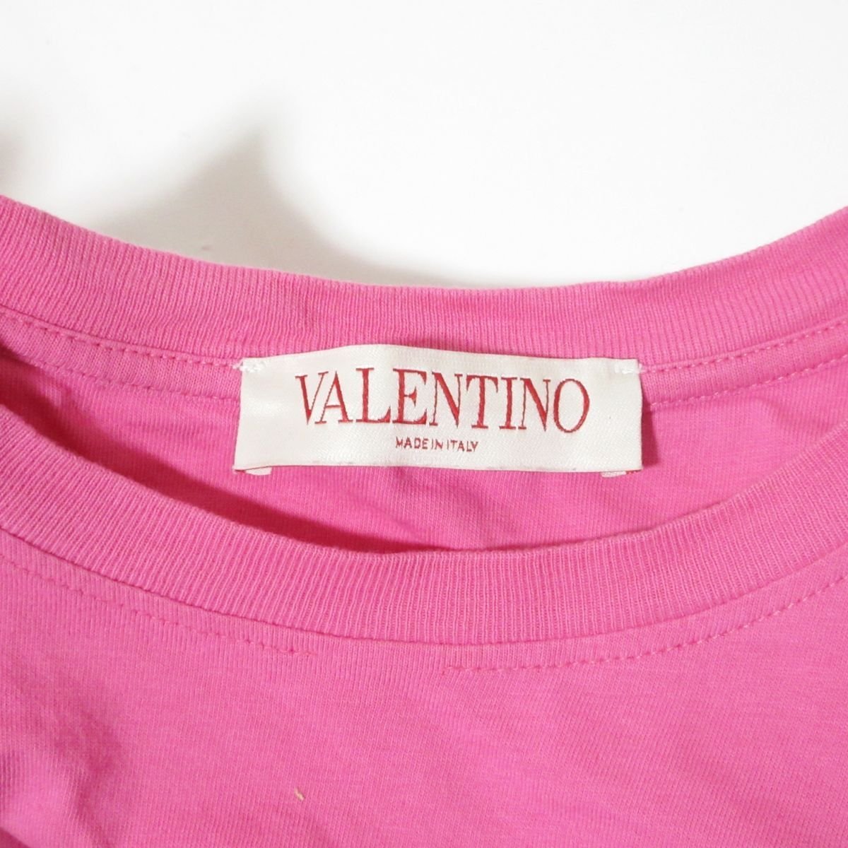 美品 22SS VALENTINO ヴァレンティノ 半袖 エンボスメタリックロゴ Tシャツ カットソー オーバーサイズ XXS ピンク 103