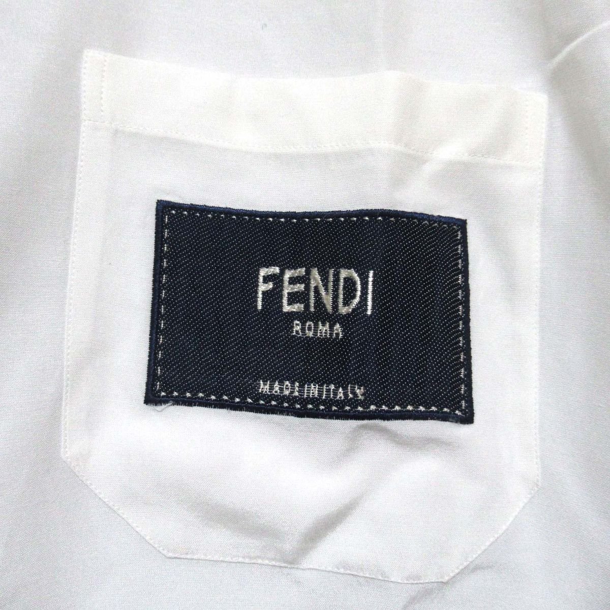クリーニング済 美品 FENDI フェンディ 2021年モデル コットンシルク 長袖 ドレスシャツ 40サイズ 180/96A ホワイトの画像4