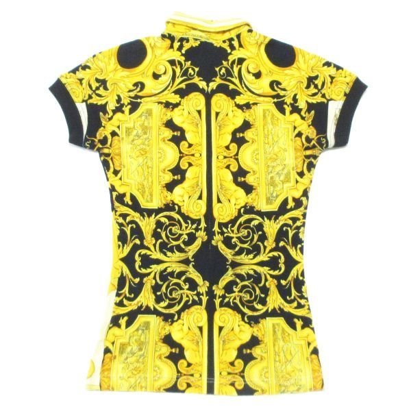  beautiful goods Gianni Versace Vintage total pattern ba lock print ×mete.-sa button polo-shirt with short sleeves size 0 black × yellow 