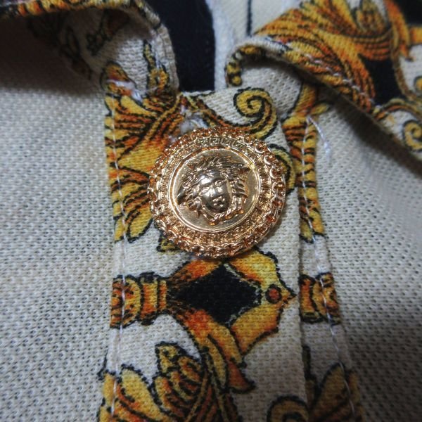  beautiful goods Gianni Versace Vintage total pattern ba lock print ×mete.-sa button polo-shirt with short sleeves size 0 black × yellow 