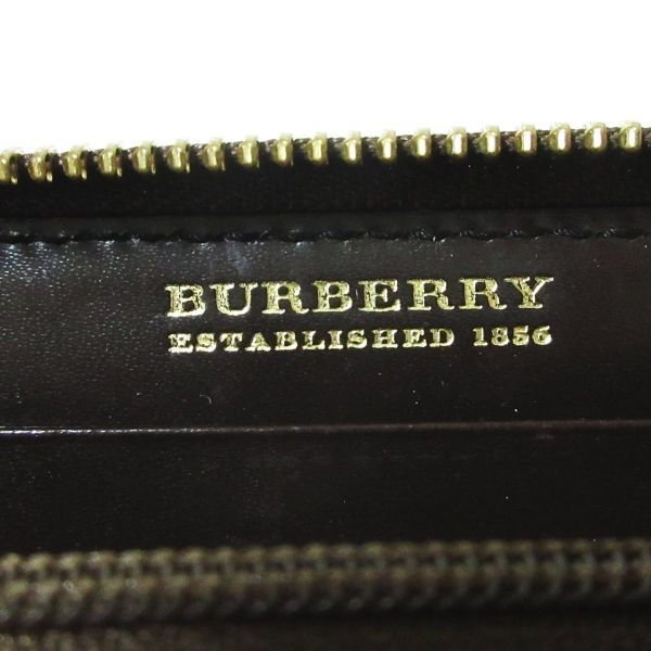 BURBERRY バーバリー ノバチェック PVC×レザー ラウンドファスナー ロングウォレット 長財布 イタリア製 ブラウン ベージュ_画像4