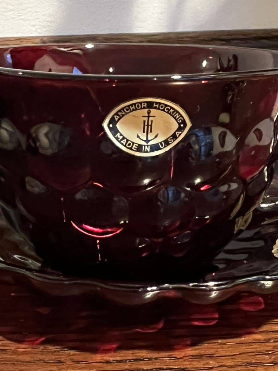  не использовался Royal Ruby cup & блюдце красный cup Vintage USA Fire King Royal рубин неиспользуемый товар 