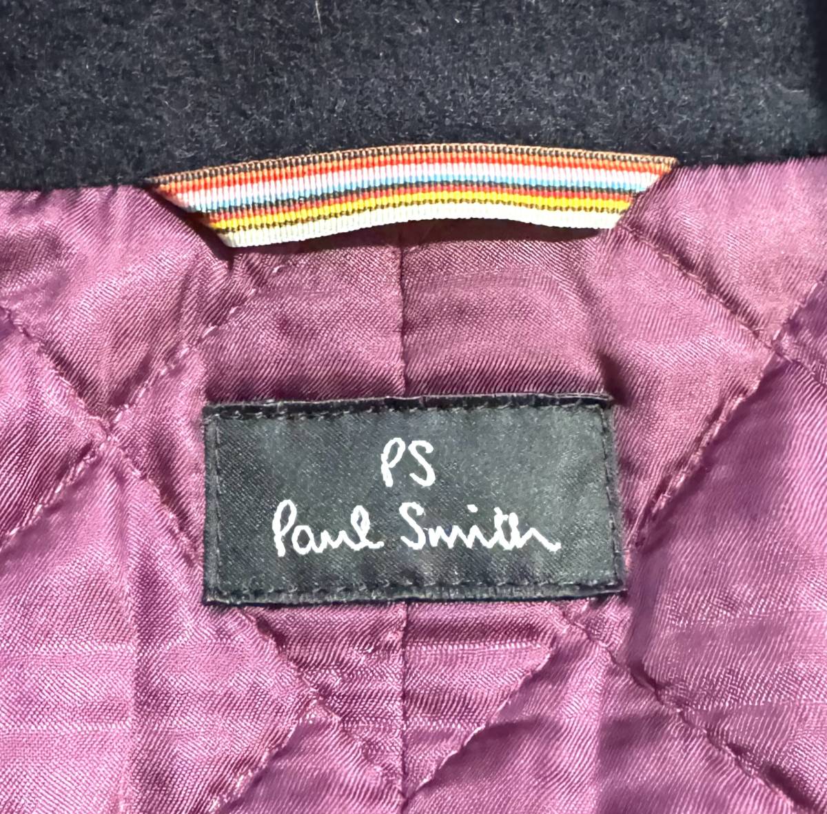 最高級【定価7万超】Paul smith ポールスミス カシミヤ アンゴラ混 ピーコート L レザー 牛革 刻印メタル釦 メンズ Pコート 保温性抜群_画像9